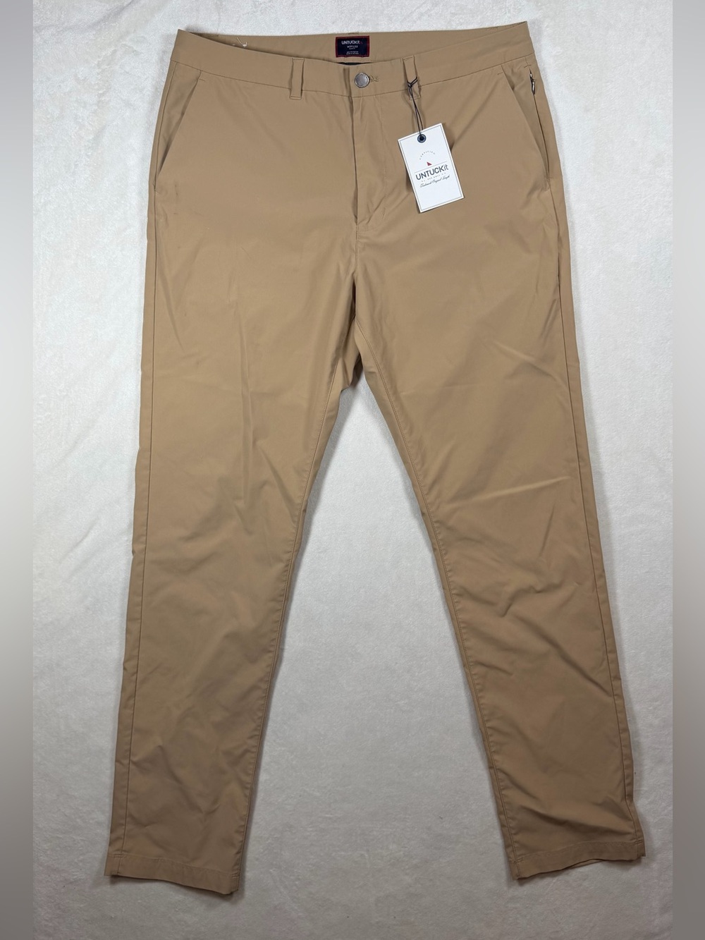 NWT UNTUCKit 34W 32L Slim Chinos in Khaki Tan Pants Classic Lightweight